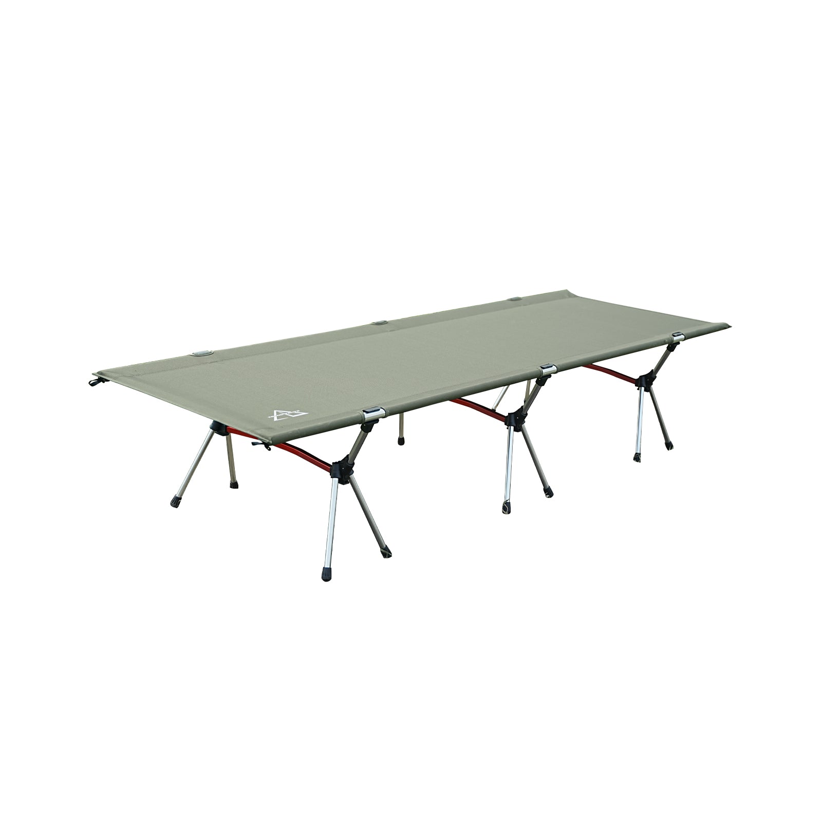 Portable camping cot with legs on a white background
