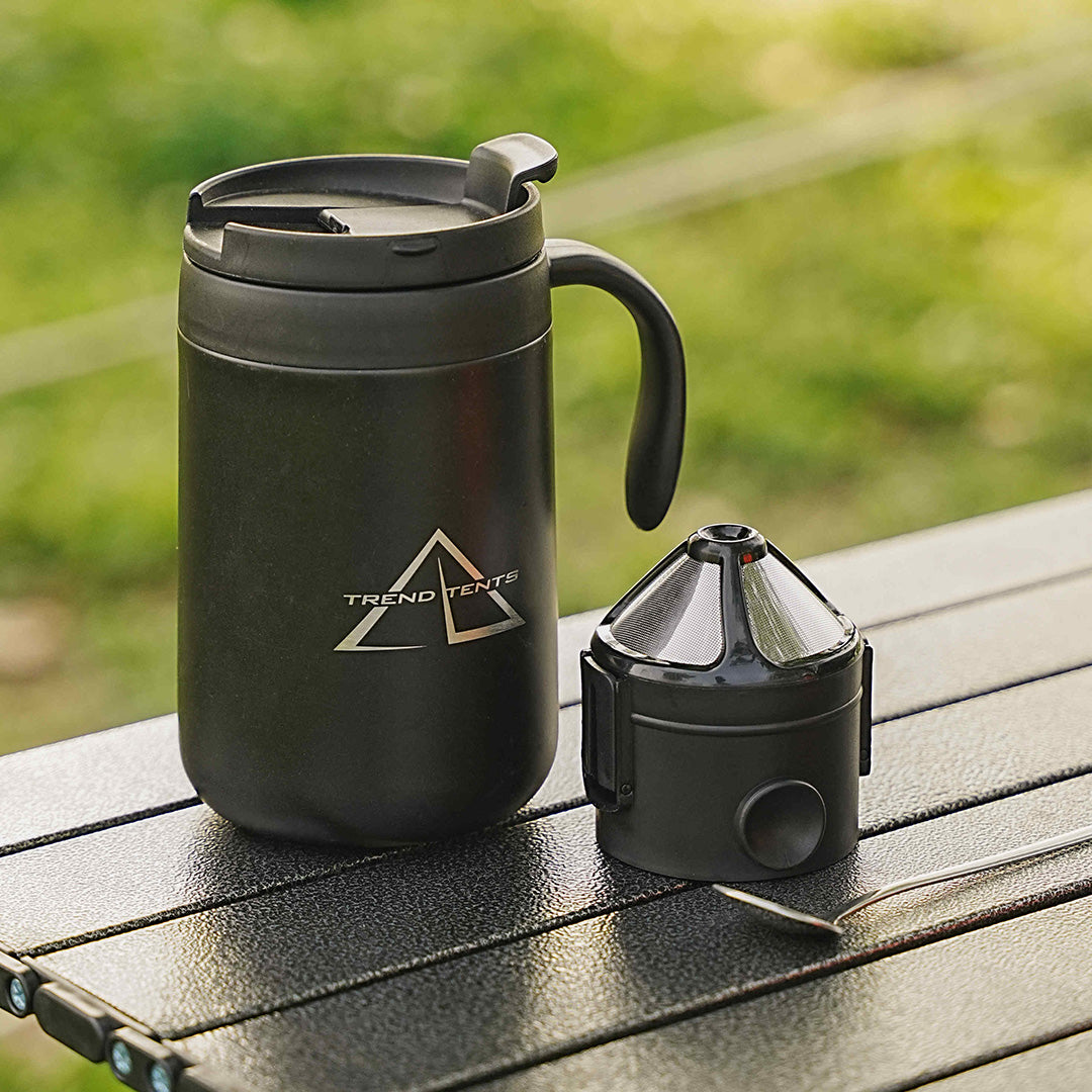Trend Tents Portable pour over coffee mug - best coffee mug for backpacking - outdoor coffee maker no paper filter
