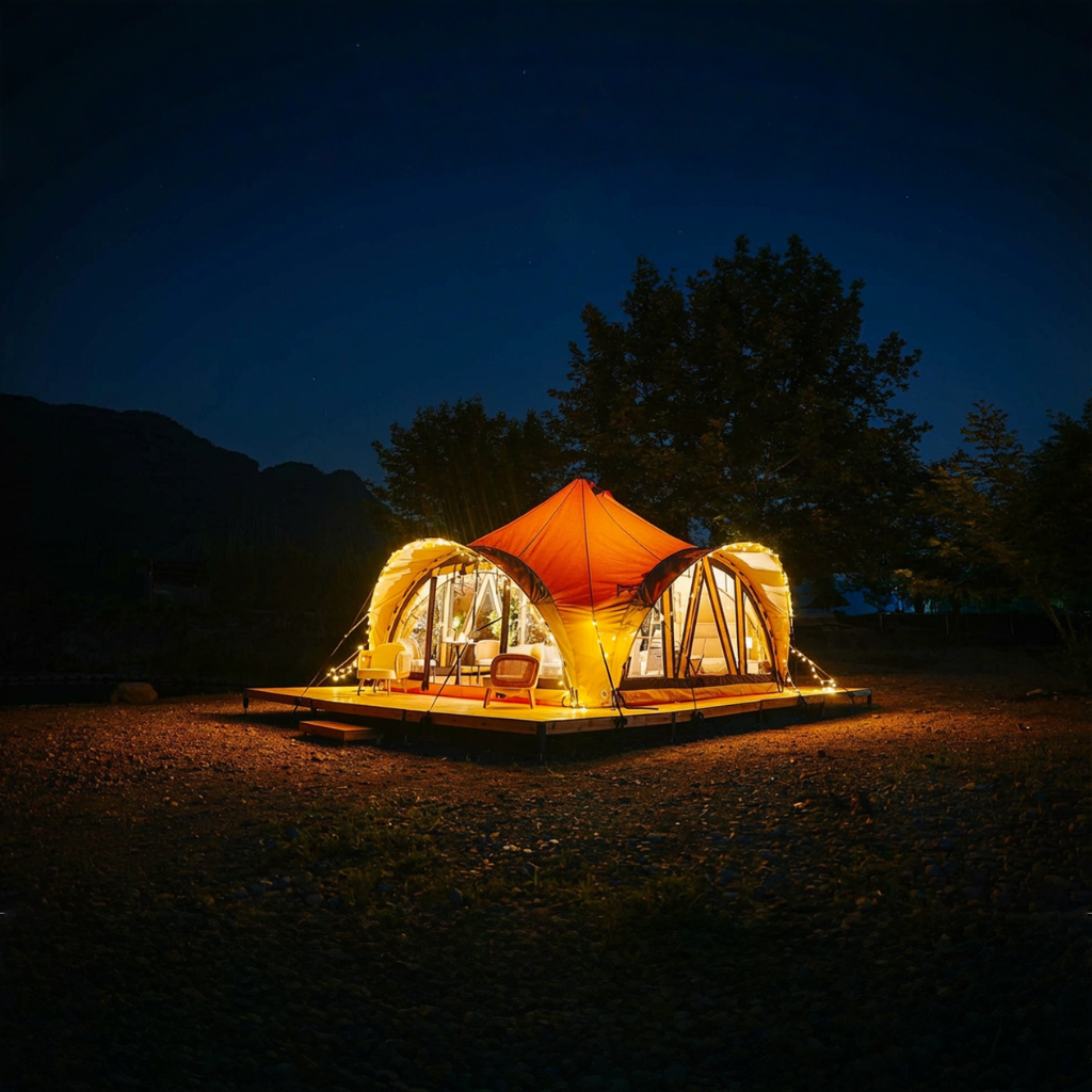 Trend Tents Asher Glamping Tent Set Up At Night