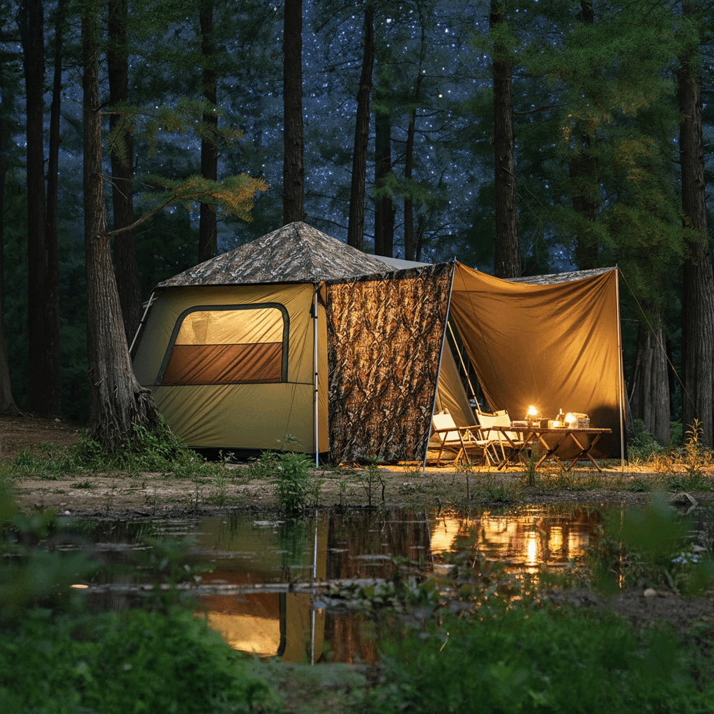 Trend Tents Automatic Pop Up Safari Wall Tent at Night