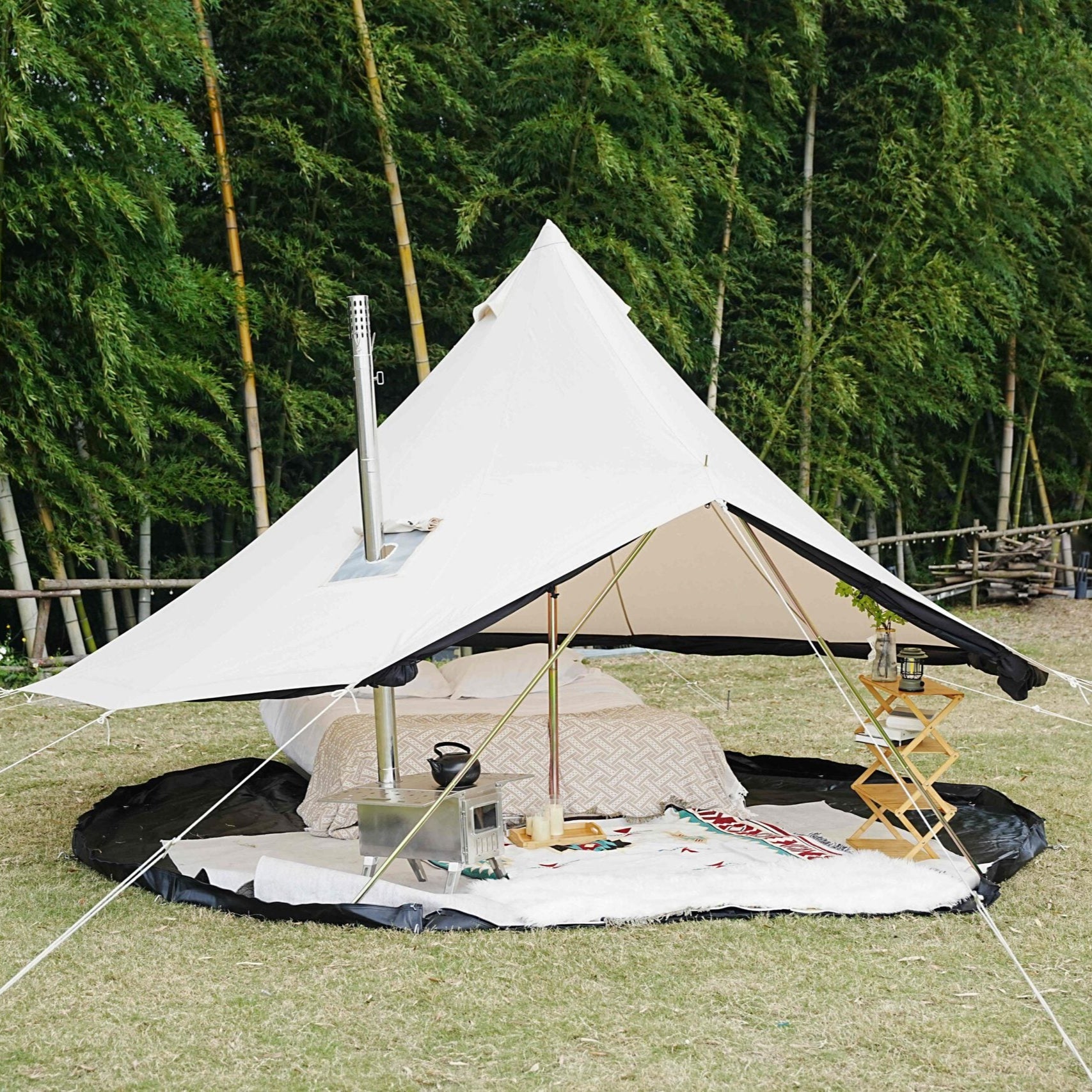 Monochrome Mirage Canvas Bell Tent - Trend Tents