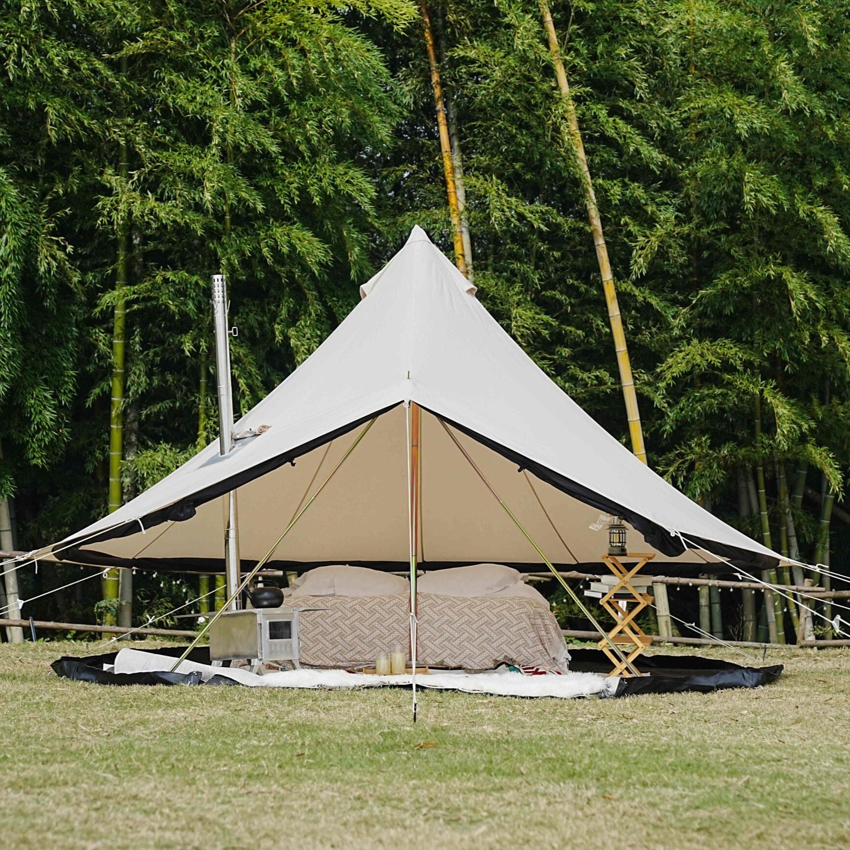 Monochrome Mirage Canvas Bell Tent - Trend Tents
