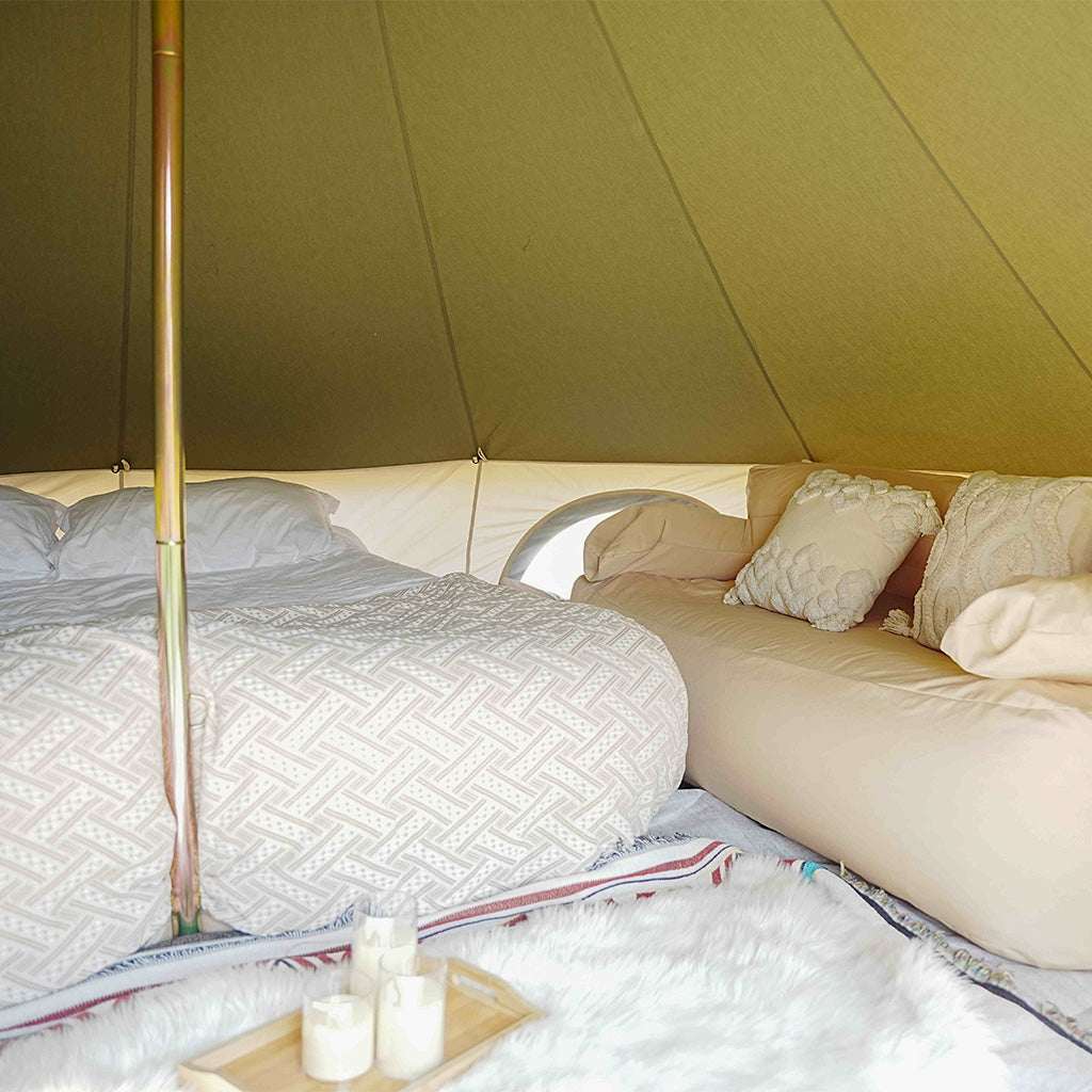 Trend Tents Olive and Cream Standard Canvas Bell Glamping Tent Interior