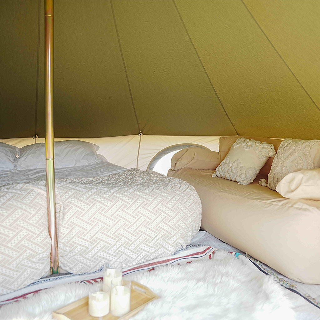 Trend Tents Olive and Cream Standard Canvas Bell Glamping Tent Interior