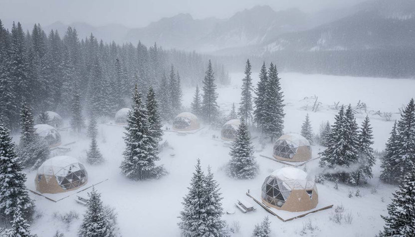 Snow resort geodesic domes
