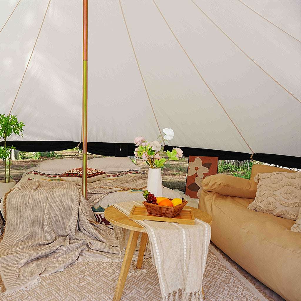 Trend Tents Premium Monochrome Canvas Bell Glamping Tent Inside Lodge