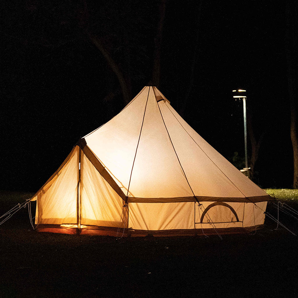 Bell tent at night