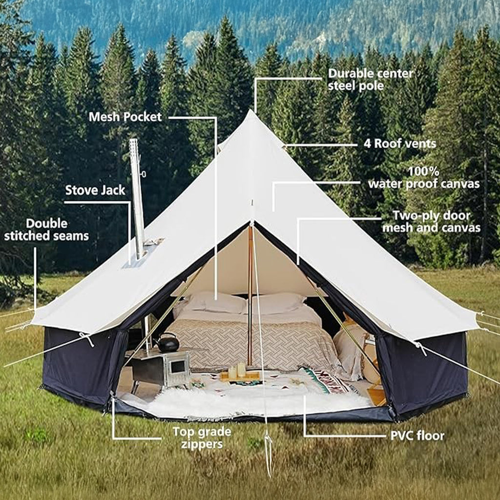 Monochrome Mirage Canvas Bell Tent - Trend Tents