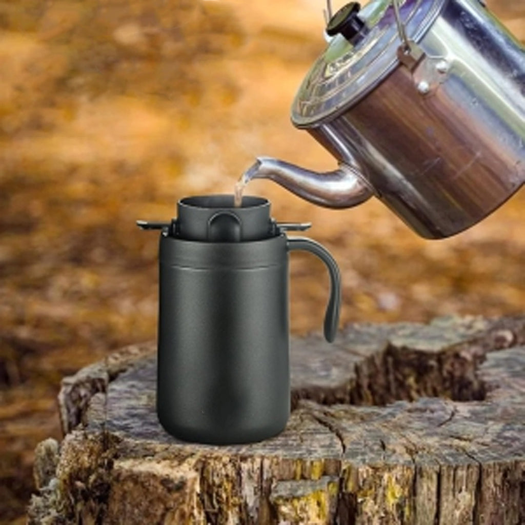 Trend Tents Portable pour over coffee mug - best coffee mug for backpacking - outdoor coffee maker no paper filter