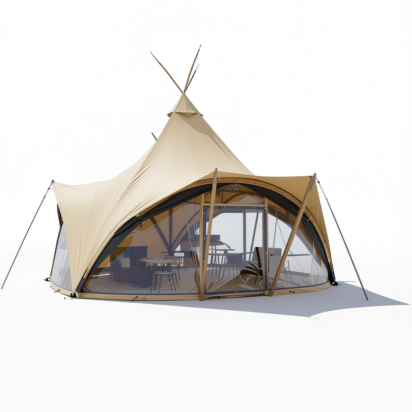 Tipi Nest — compact single tipi with woven aesthetic